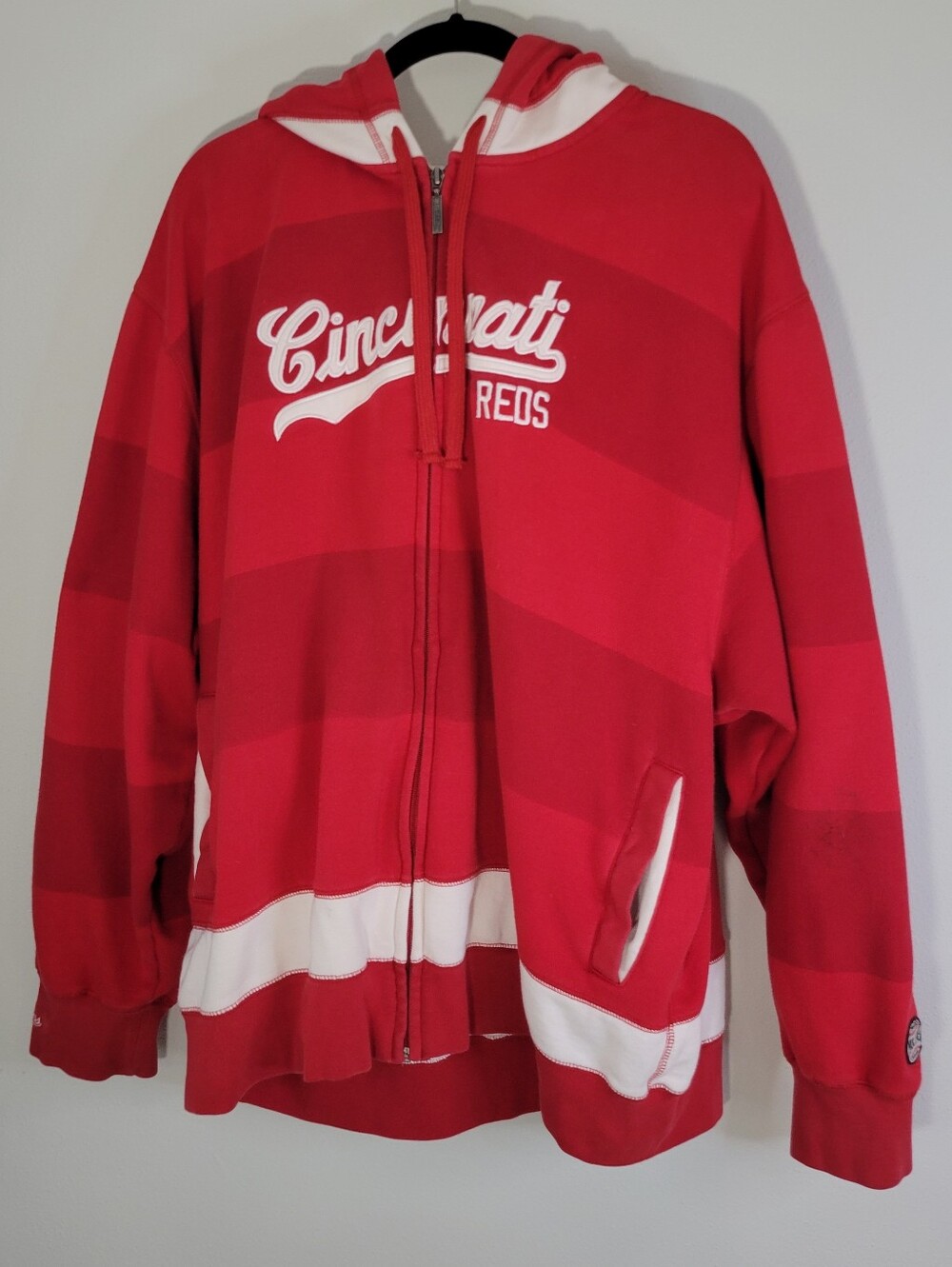 Mitchell & Ness MEN'S Size 2XL Cincinnati Reds Red Hooded Zip Jacket
